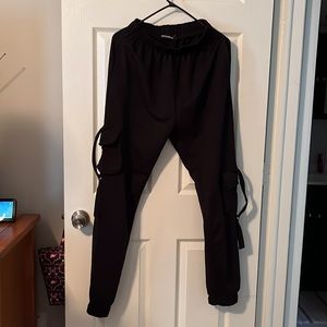 Pretty little thing tall black, cargo joggers, size 4